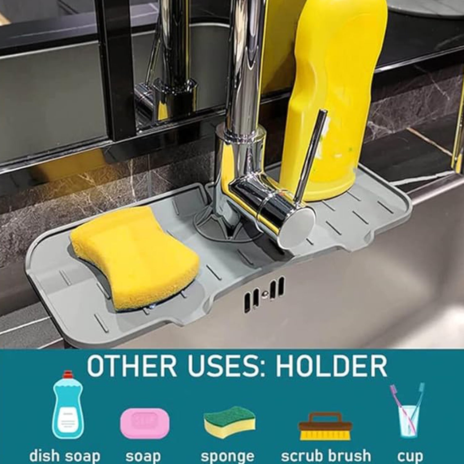 Silicone Sink Faucet Pad / Mat (1 Pc / 33x12 Cm) Silicone Sink Faucet Pad / Mat (1 Pc / 33x12 Cm)